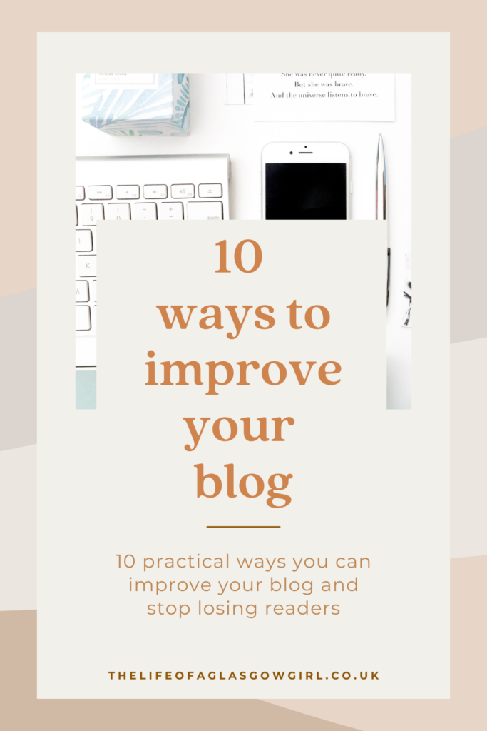 Pinterest graphic for 10 ways to improve your blog