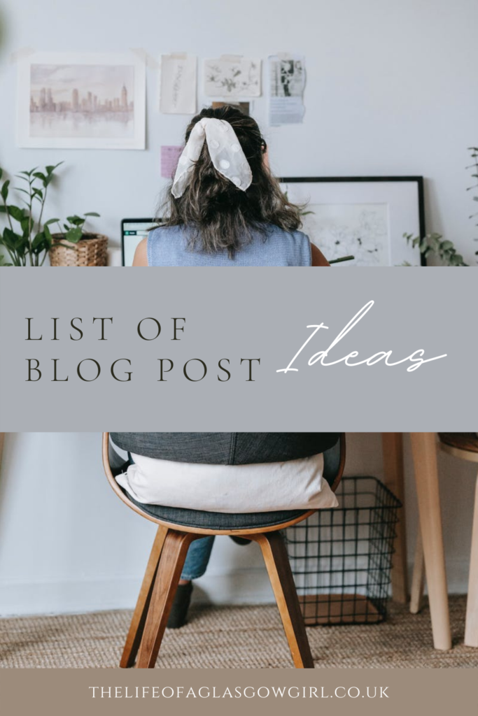 List of blog post ideas pinterest image
