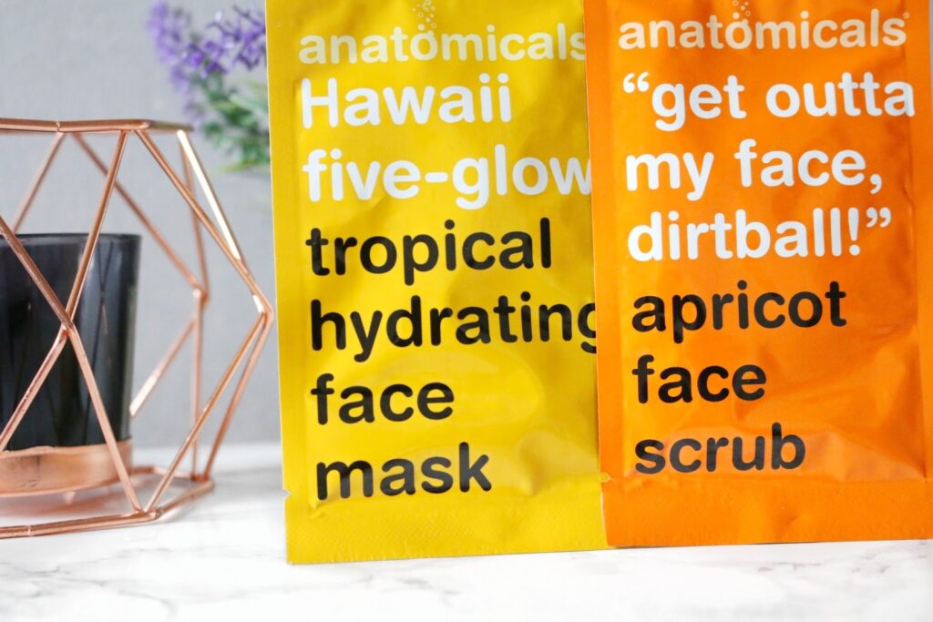 Anatomicals Skincare Products Review - close up of two packets of face products from Anatomicals
