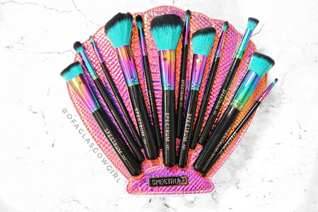 Birdseye view of The Siren Shell make-up brush set from Spectrum Collections