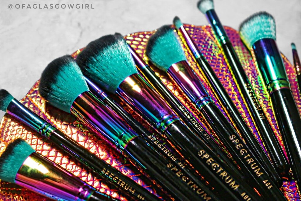 Extreme close up of The Siren Shell make-up brush set from Spectrum Collections
