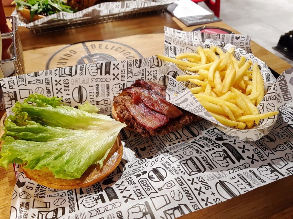 Close up of a burger from SmashBurger in Glasgow