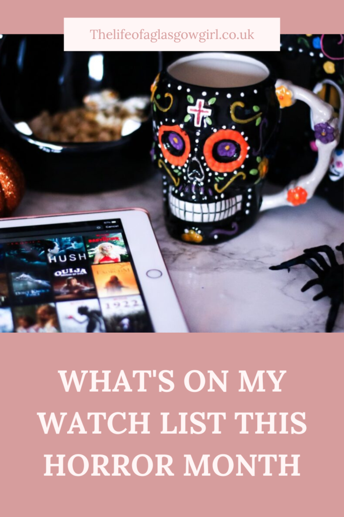 What's On My Watch List This Horror Month Pinterest Graphic