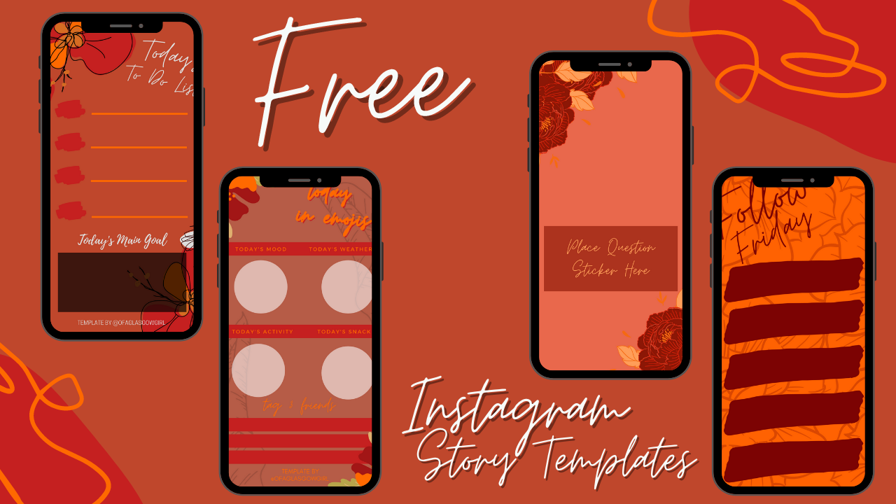 5 free instagram story templates on thelifeofaglasgowgirl.co.uk graphic shows 4 or the 5 free instagram story templates available