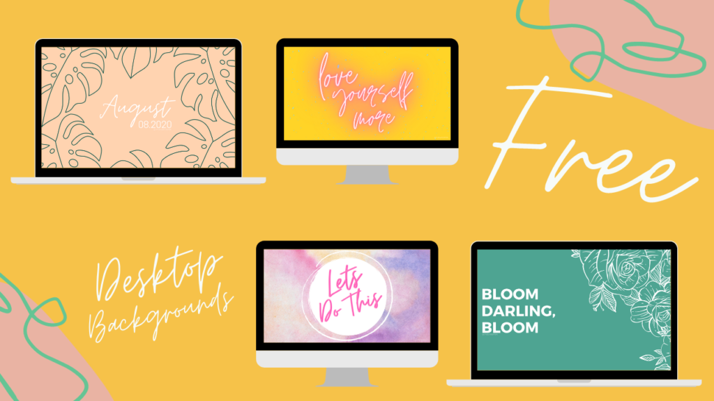 Graphic showing the 4 free desktop backgrounds available