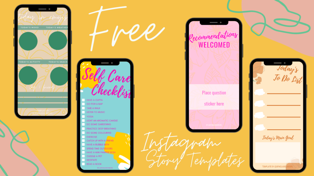 graphic shows the 4 free instagram story templates available