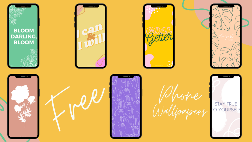 Graphic displaying the 7 FREE phone backgrounds available to download