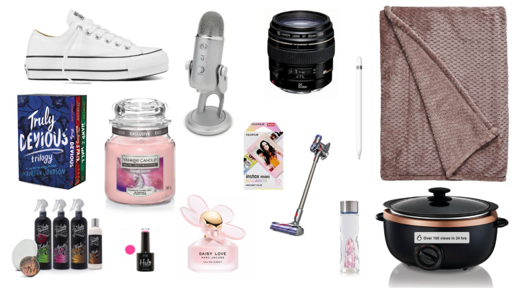 A graphic that shows multiple Amazon products on a white background