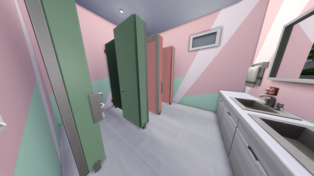 screenshot from sims 4 of bathroom from my dream studio