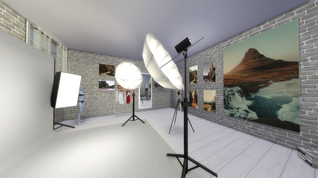 screenshot from sims 4 of my dream studio space