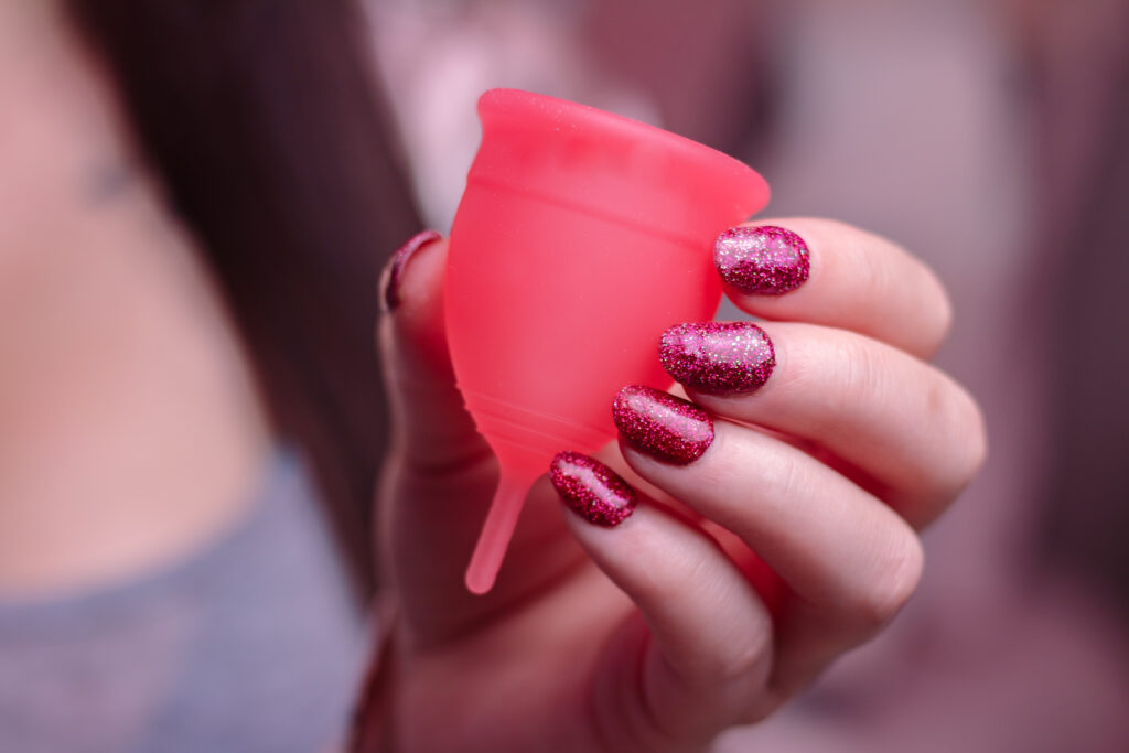 Close up of the Pink Saalt Menstrual Cup