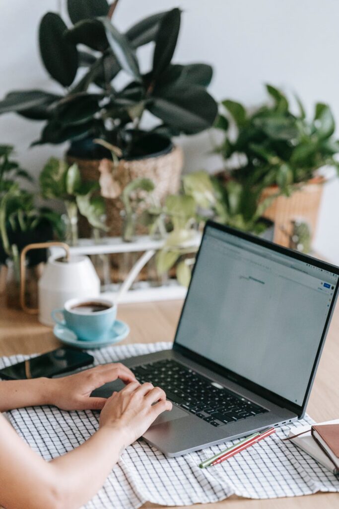 List of blog post ideas - Stock photo of a laptop on table by Teona Swift on Pexels