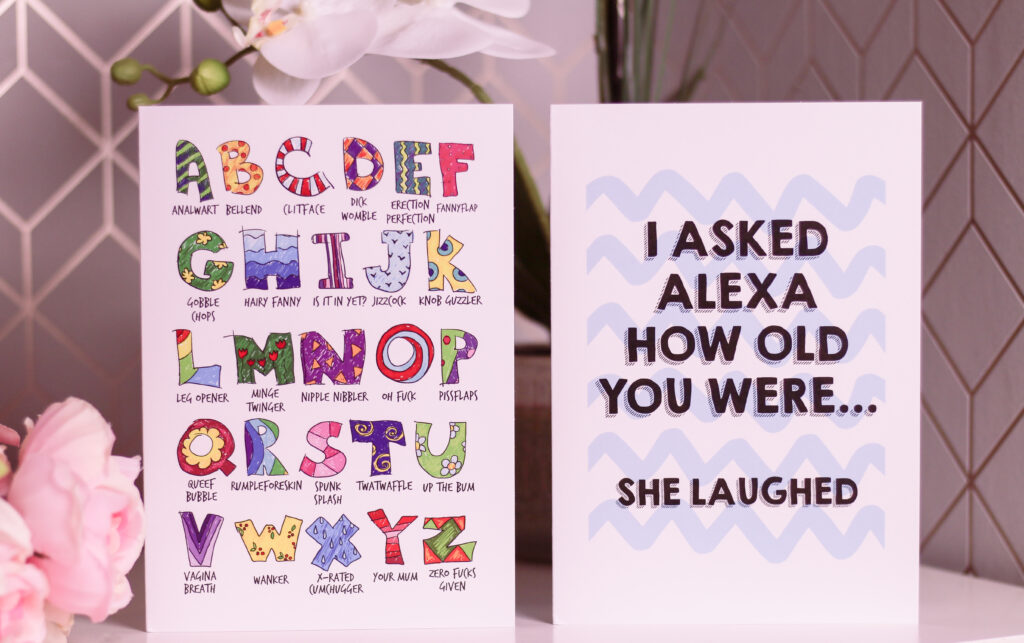 Close up photo of two birthday cards from Love Layla