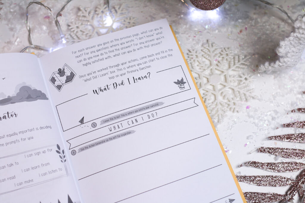 Close up of a page from the Curiosity Journal