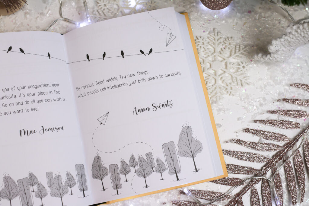 Close up of a page from the Curiosity Journal