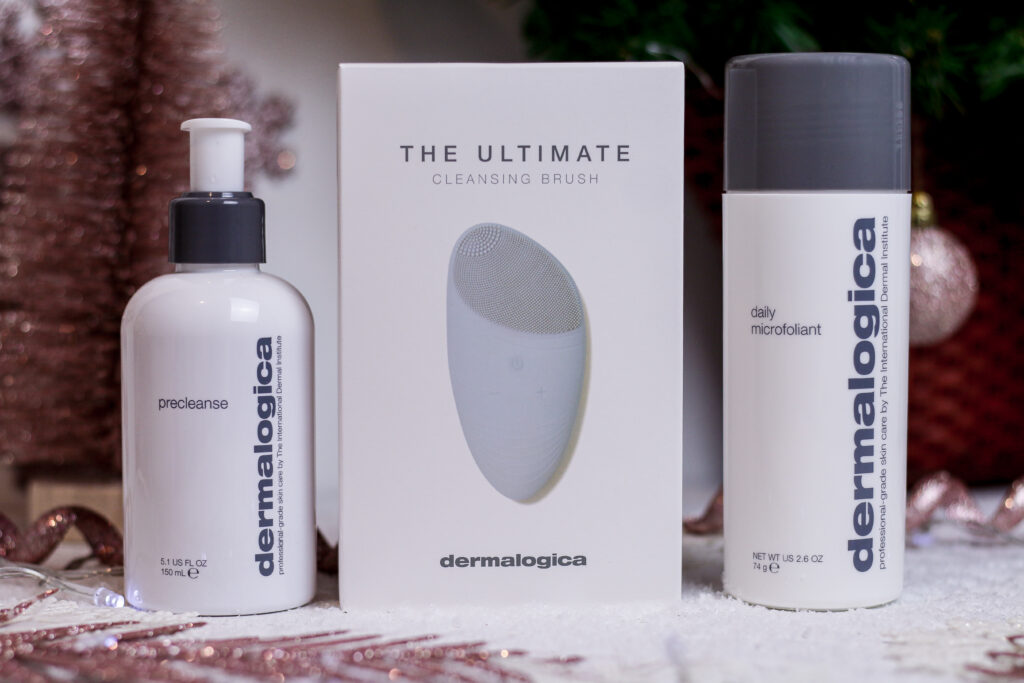 Close up of three Dermalogical skincare products