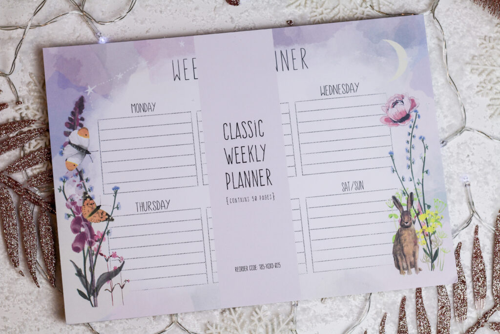 Birdseye view photo of the Glitter And Earth Classic weekly Planner