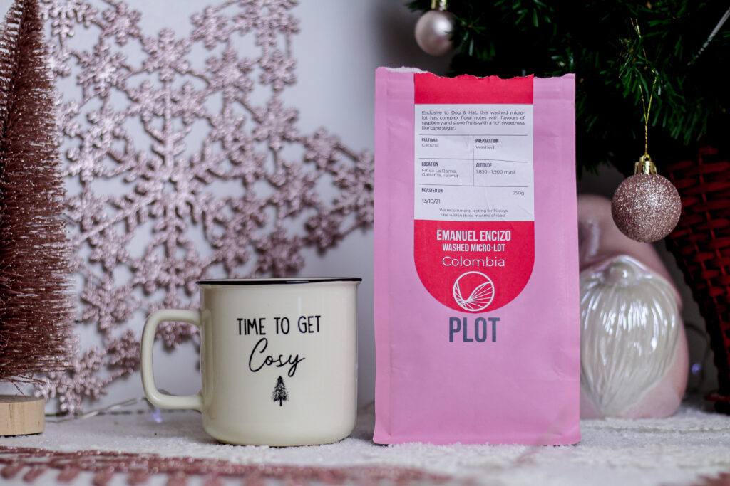 Close up photo of a coffee from the Dog and Hat subscription box
