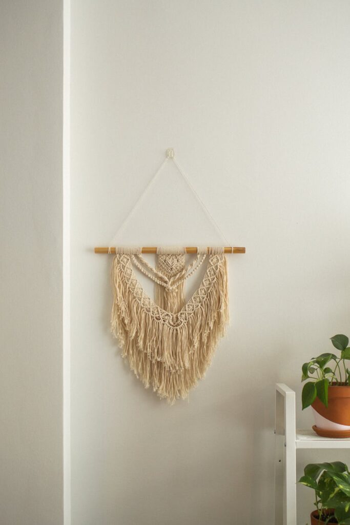 Home DIY Trends - Macramé stock photo from pexels by Владимир Гладков of a cream Macramé wall decoration
