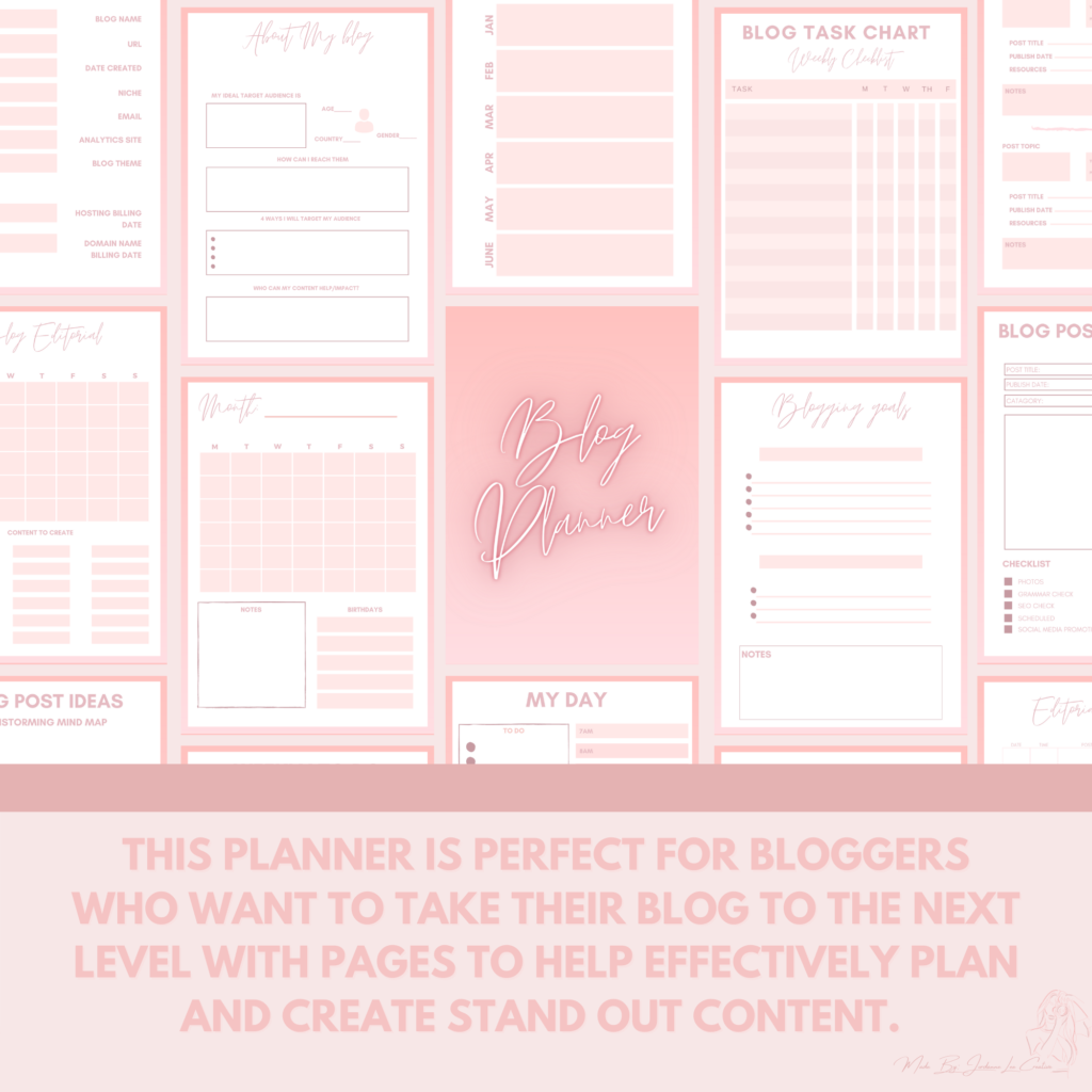 A graphic that shows The Blog Planner created by Jordanneleecreative