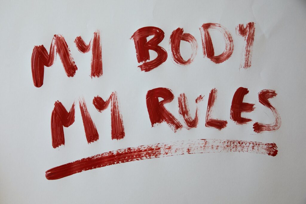 Stock photo from pexels by
Laker of Inscription My body my rules against gray background