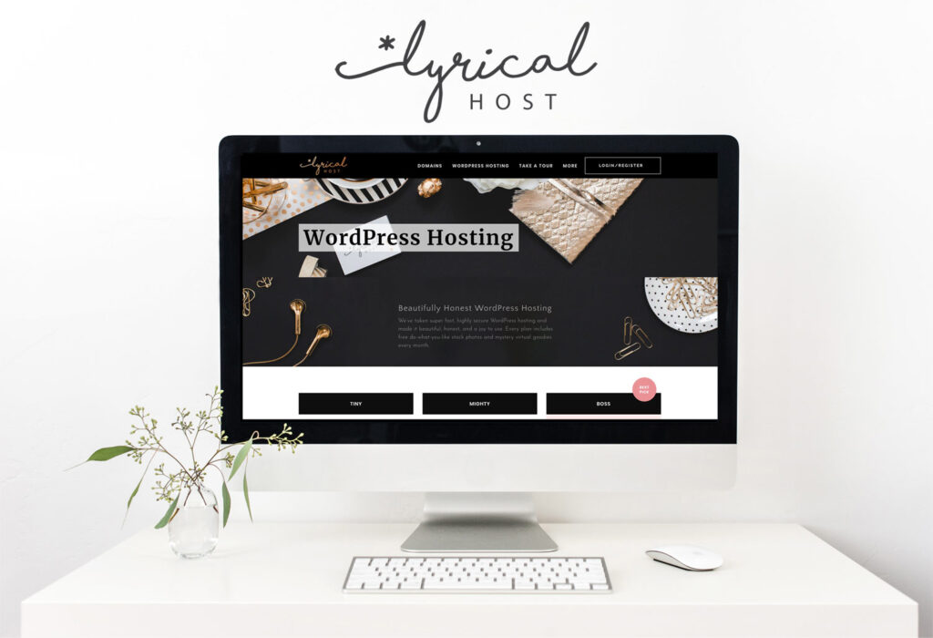 Mock up photo of Lyrical Host Website on a desktop