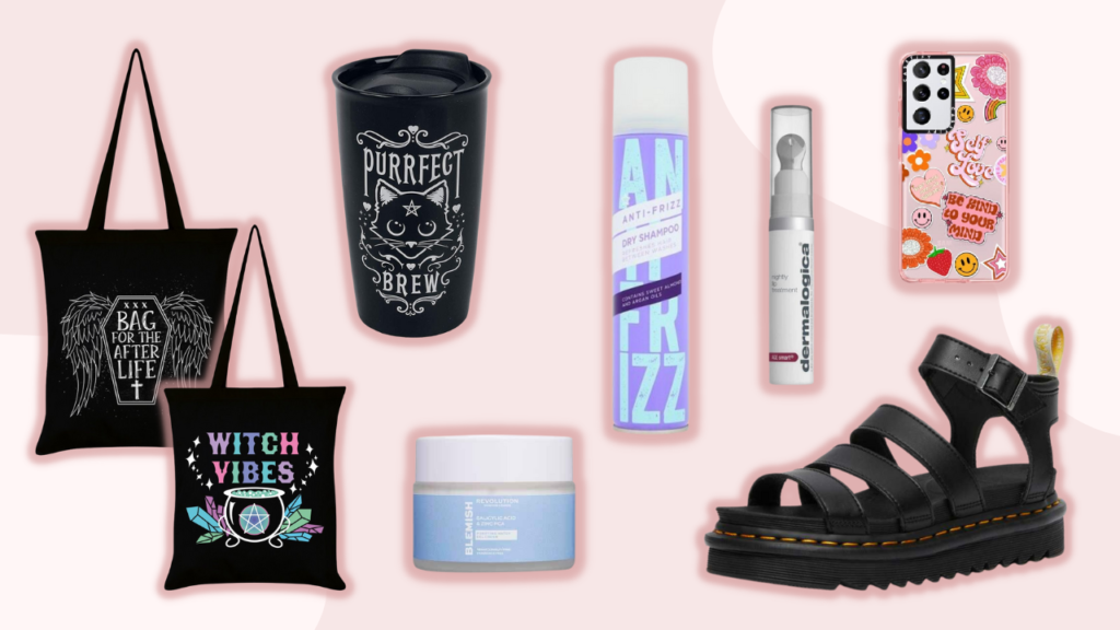 A pink graphic depicting 8 items on my 30th Birthday wish list