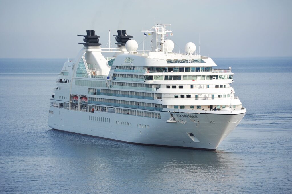 Stock photo from Pexels by Pixabay of a white cruise ship in the ocean