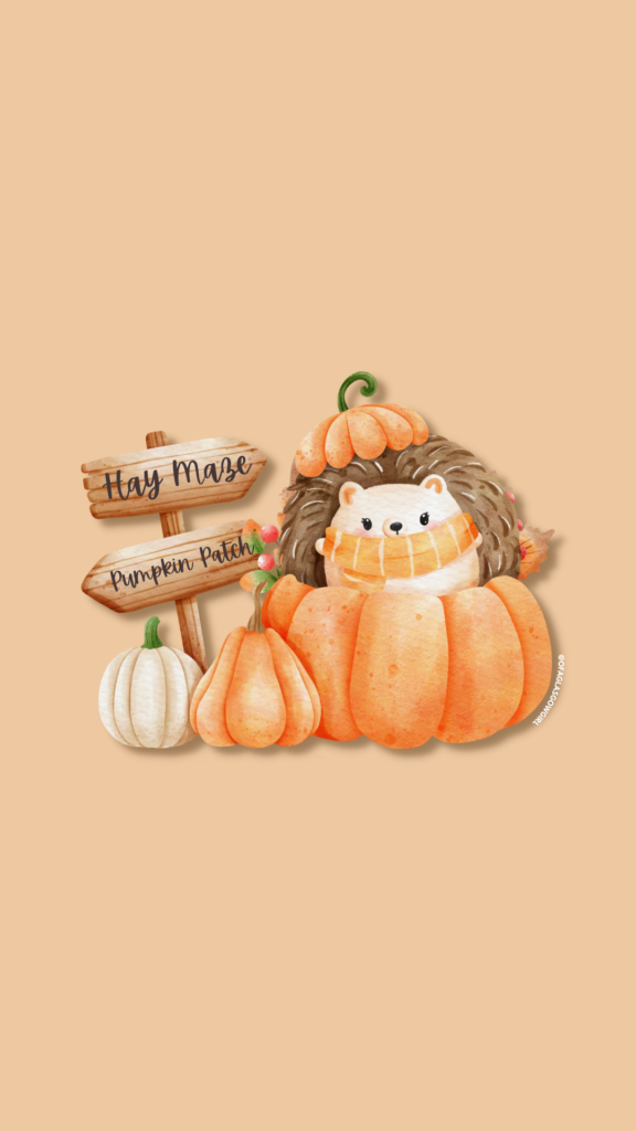 Cute graphic with a hedgehog in a pumpkin