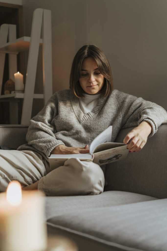 Stock photo from pexels by olia danilevich of a woman reading a book