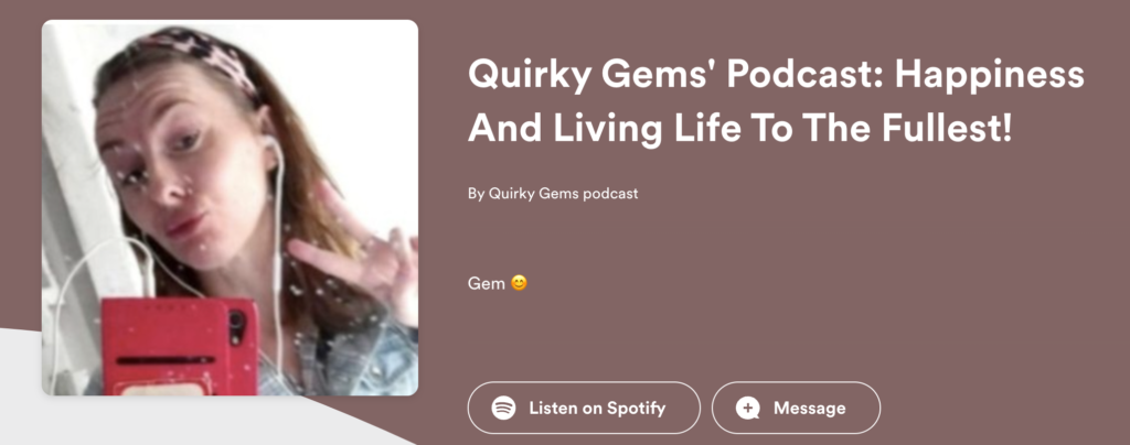 Screenshot of Quirky Gems Podcast Landing Page