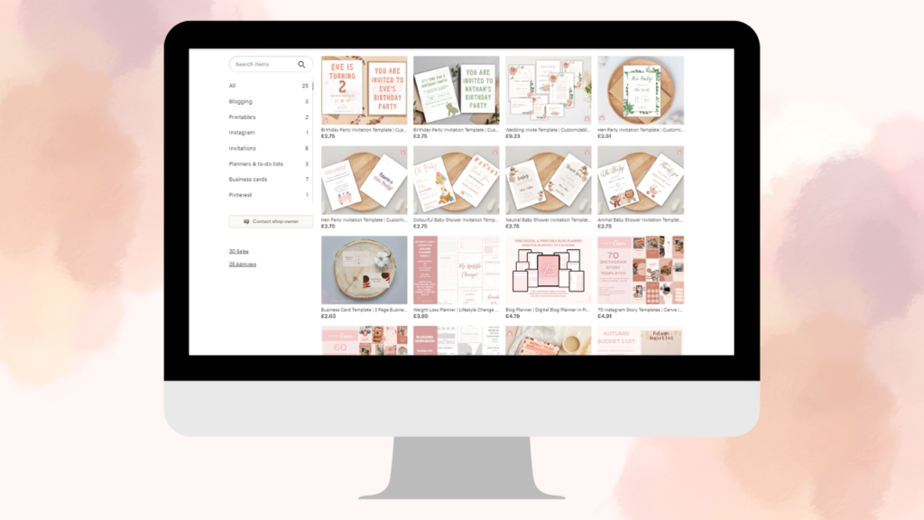 Screenshot of Jordanne lee creative etsy store front