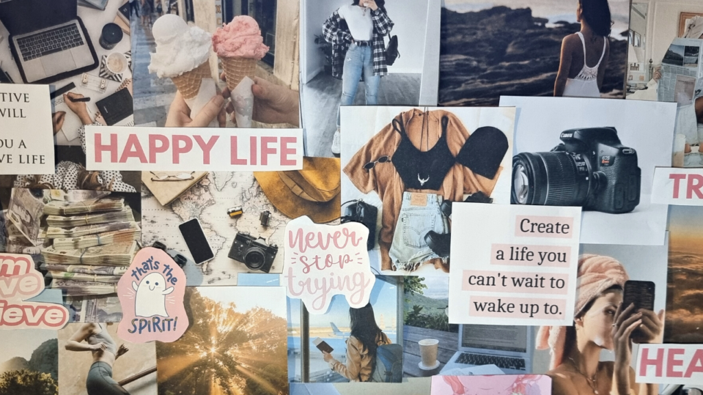 Close up photo of Jordanne's vision board