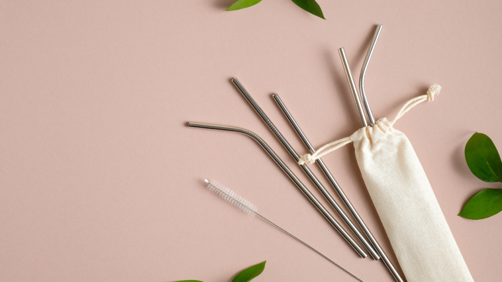 Stock photo from Canva by Savanevich Viktar of metal reusable straws