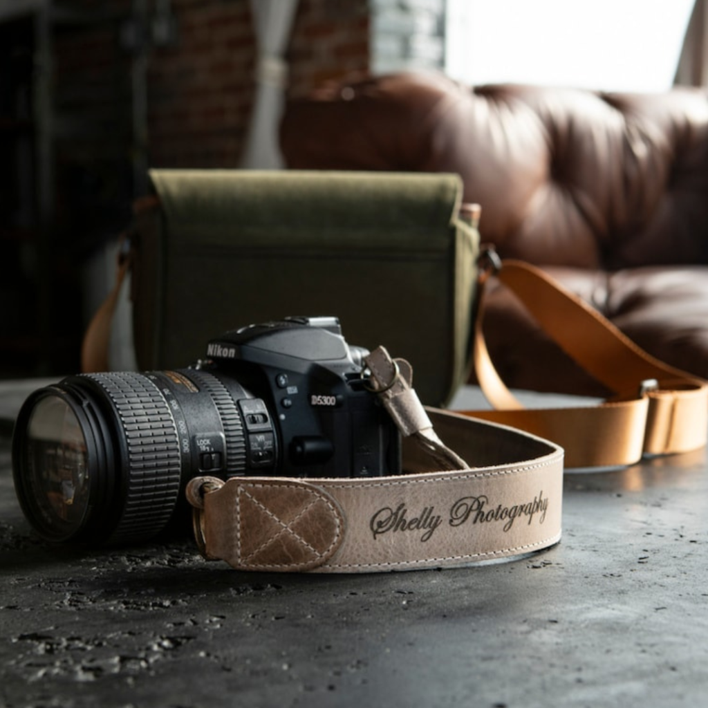 Photo of a Personalized Leather Camera Strap By MegaGearCustom