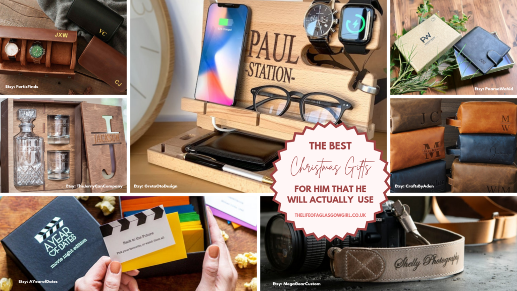 Social Media Graphic for The Best Christmas Gifts for Him, He WILL Use blog post on Thelifeofaglasgowgirl.co.uk