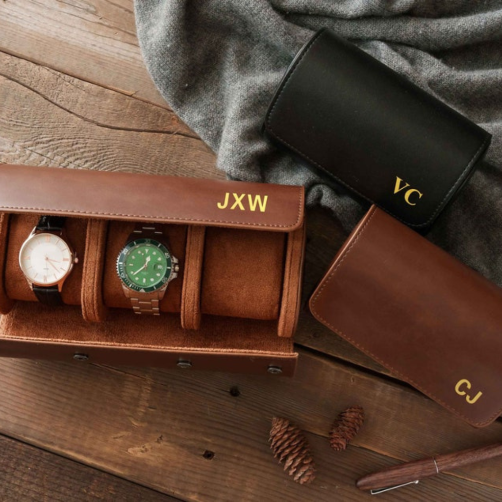 Photo of a Personalized Leather Watch Case By FortisFinds