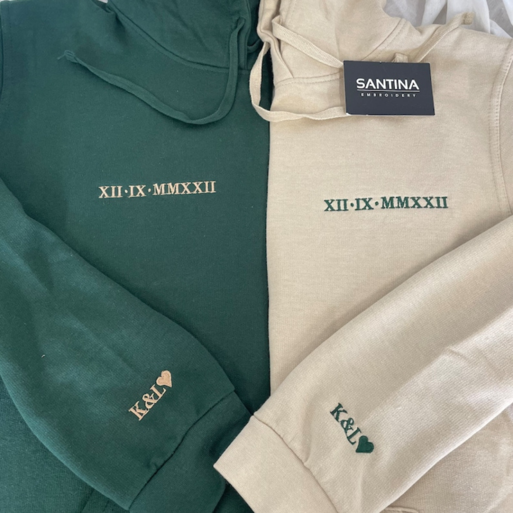 Photo of a Embroidered Roman Numeral Hoodie By SANTINAEmbroidery