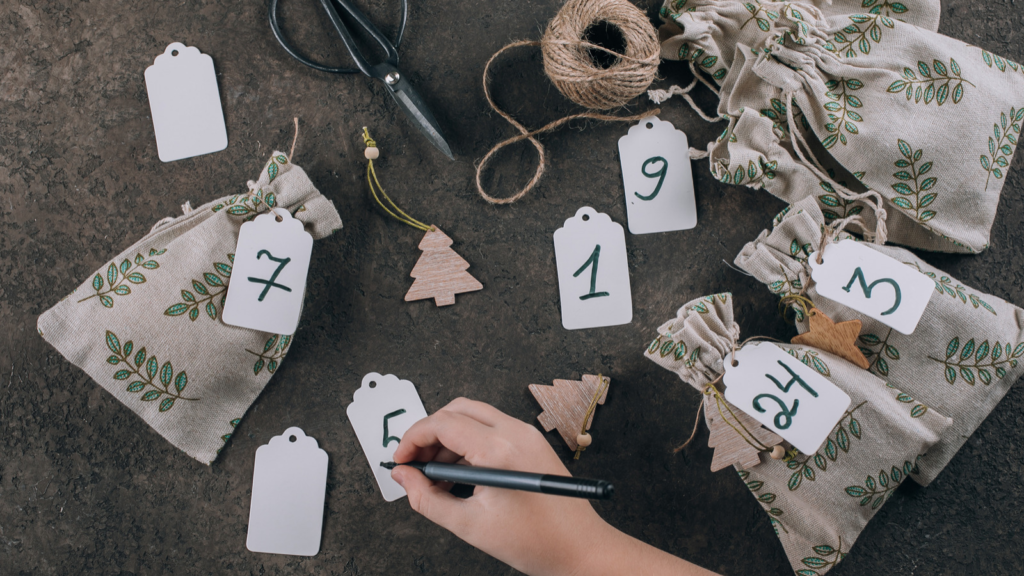 Stock photo from Canva by Anikona of a Pouch DIY Advent Calendar