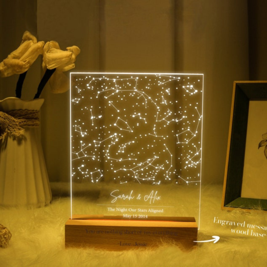 Photo of a Personalized Night Light with Star Map by CraftsByAden on etsy