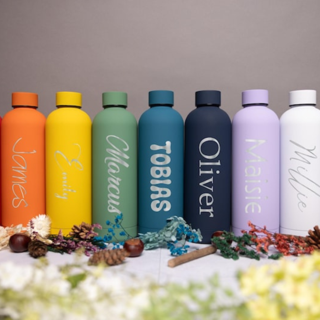 Photo of a Personalised 350ml, 500ml, 750ml Stainless Steel Water Bottle by Walletree on Etsy