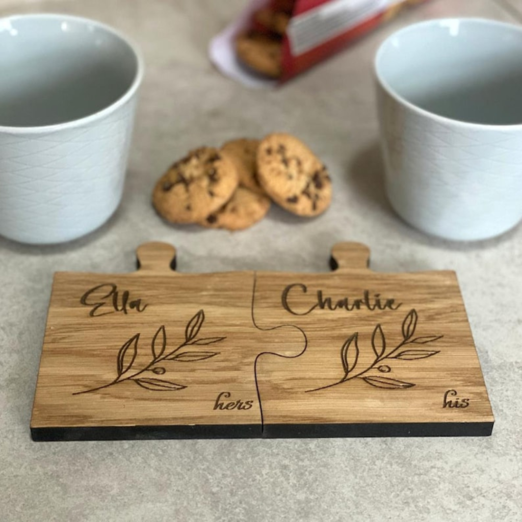 Photo of a Personalised Couples Coaster Set by LuckandLuck on Etsy
