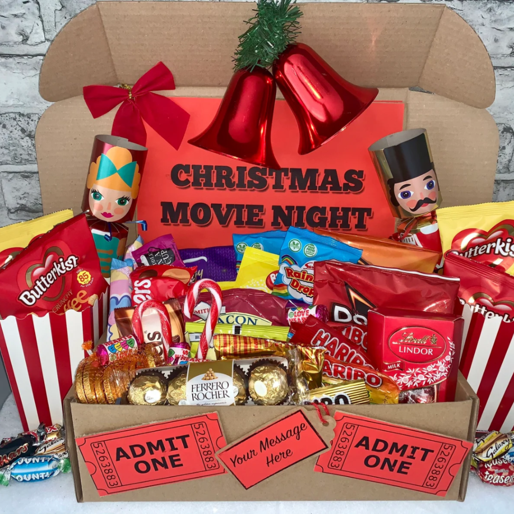 Photo of a Christmas Movie Night Hamper by YourBoxGifts on Etsy
