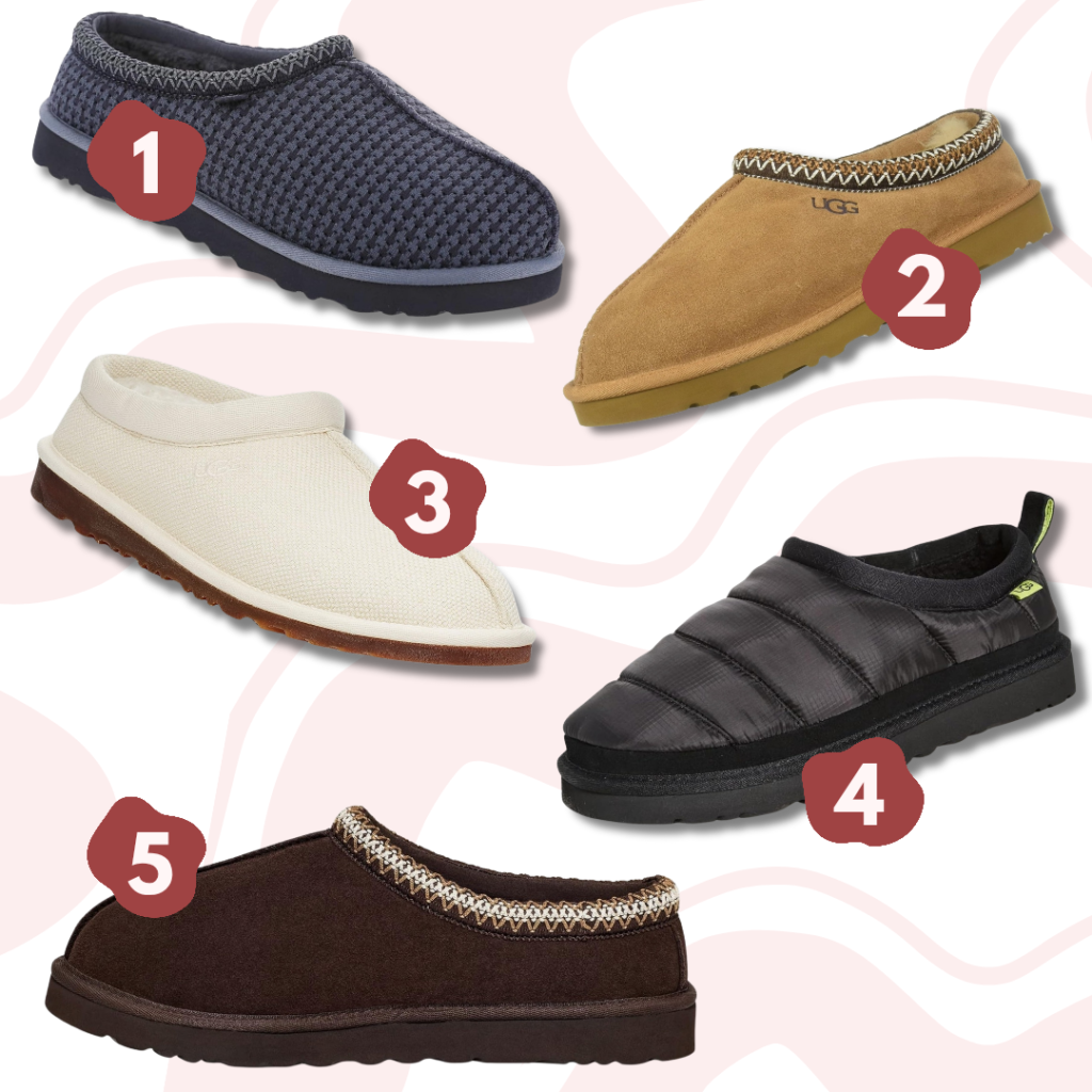 A graphic showing 6 different UGG Tasman slippers for Men