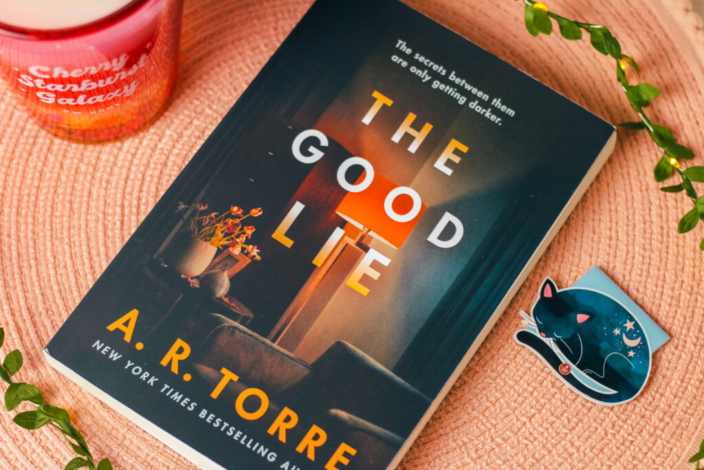 Close up birds eye view photo of The Good Lie Book taken by Ofaglasgowgirl