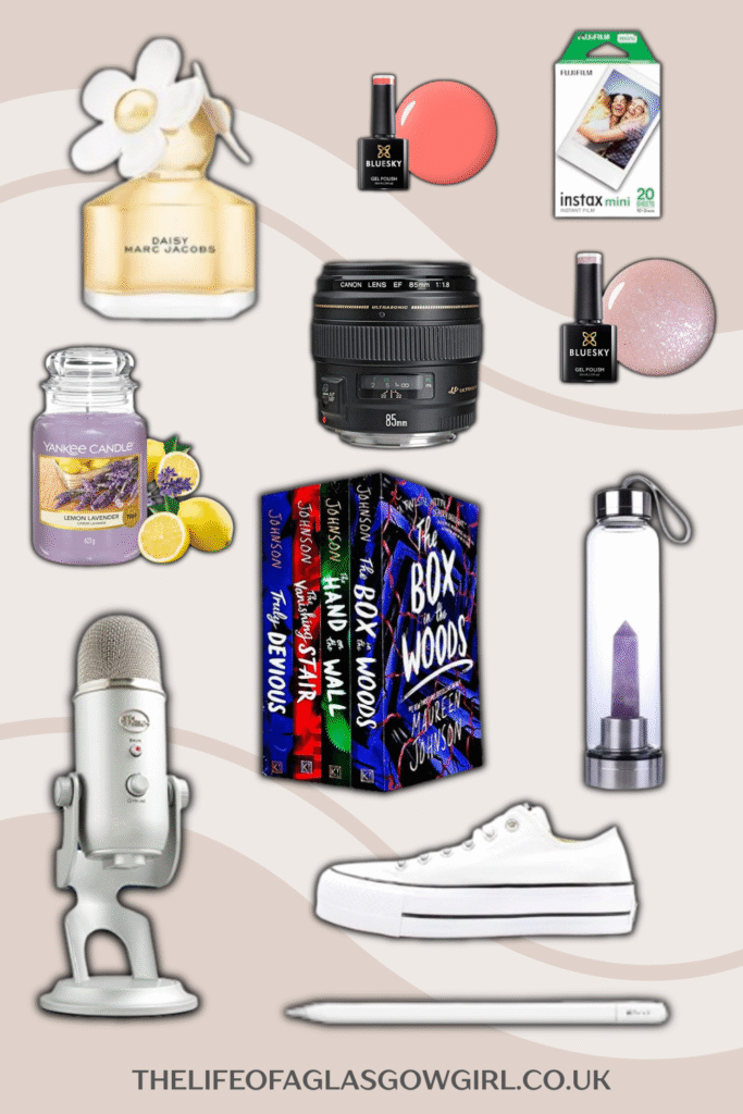 A graphic that shows multiple items one the birthday wishlist