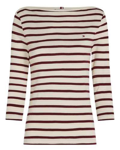 Tommy Hilfiger Women’s Long Sleeve Slim Fit New Cody Top with Boat Neck