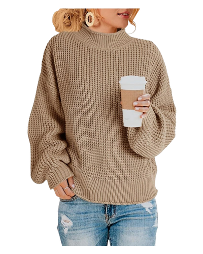 Saodimallsu Womens Turtleneck Oversized Jumper Batwing Long Sleeve Pullover Loose Chunky Knit Sweaters