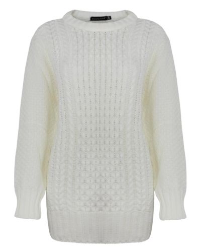 Generation Fashion New Ladies Women Long Sleeve Knitted Jumper Cable Knit Sweater Crew Neck Pullover Everyday Casual Autumn Winter Relax Fit Top Blouse