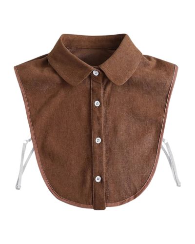 LoudSung Fake Collar Detachable Blouse False Collar Half Shirts Collar Brown Designed Top Elegant for Women Girls